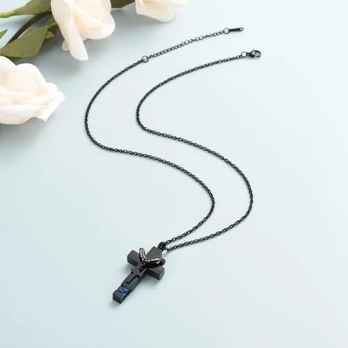 Miniatura 5 de shajwo Collar de Urna en Cruz para Cenizas con Piedra de Nacimiento Rosa Flor Joyería de Cremación para Mujeres Niñas Recuerdo Memorial Colgante