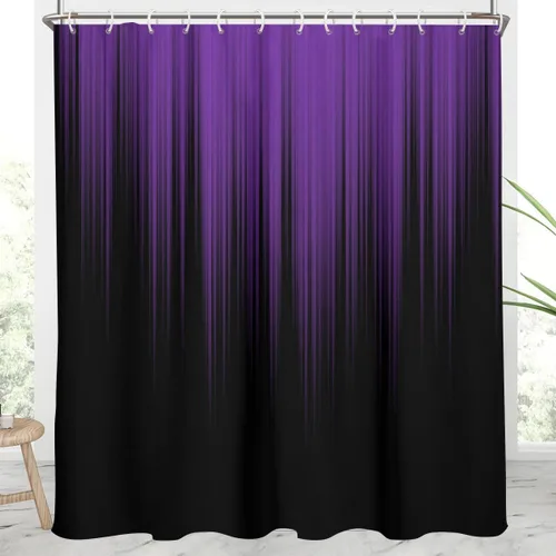 Miniatura 40 de AAtter - Cortina de ducha negra y gris con arte abstracto ombre gótico gótico estético para hombres, extra larga XL grande, de tela para decoración