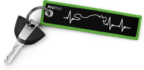 Miniatura 2 de KEYTAILS Llaveros, etiqueta de calidad premium para motocicleta, automóvil, scooter, ATV, UTV [personalizable, Cafe Racer, latido del corazón] Verde