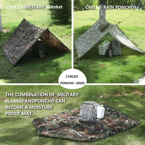 Miniatura 4 de Forro de poncho de camuflaje, manta militar, saco de dormir militar, con una bolsa de transporte de compresión, para viajes, senderismo, campamento