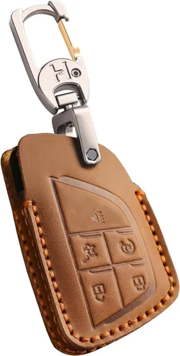 Miniatura 12 de OLLEN Funda de cuero genuino para llavero 2021-2026, apta para GMC Yukon Denali Sierra Chevy Silverado Suburban Tahoe Buick, etc., protector