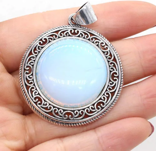 Miniatura 6 de LHJ 5 dijes de cristal vintage, con piedras preciosas huecas, estilo tallado, para hacer joyas, collares, regalo