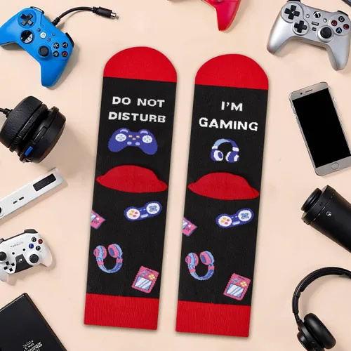 Miniatura 29 de AGRIMONY Calcetines divertidos con texto en inglés «Do Not Disturb Gaming» para hombres, mujeres, adolescentes, niños, Pascua, padres, cumpleaños
