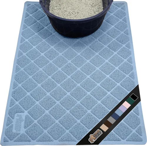 Miniatura 17 de Gorilla Grip - Tapete para atrapar la arena del arenero de gatos, 100% impermeable, fácil de limpiar, respaldo texturizado, suelos más limpios, se