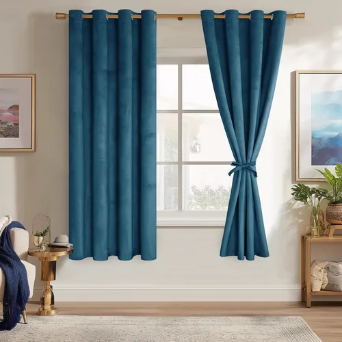 Miniatura 88 de JIUZHEN - Cortinas de terciopelo gris de 63 pulgadas opacas para sala de estar - Cortinas gruesas de terciopelo con ojales para ventana
