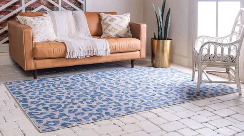 Miniatura 2 de Unique Loom Outdoor Safari Collection Alfombra de área - Leopardo (5 pies 1 pulgada x 8 pies, rectangular, azul/gris)
