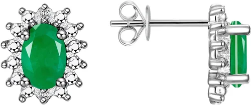 Miniatura 21 de Rylos Aretes tipo dormilona de plata de ley 925, ovalados y diamantes de 0.236 x 0.157 pulgadas, exquisitas joyas de piedra