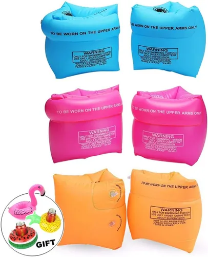 Miniatura 10 de Paquete de 4 a 6 flotadores de PVC para adultos y niños, bandas inflables de natación, alas de agua, mangas flotantes, anillos de natación, brazos