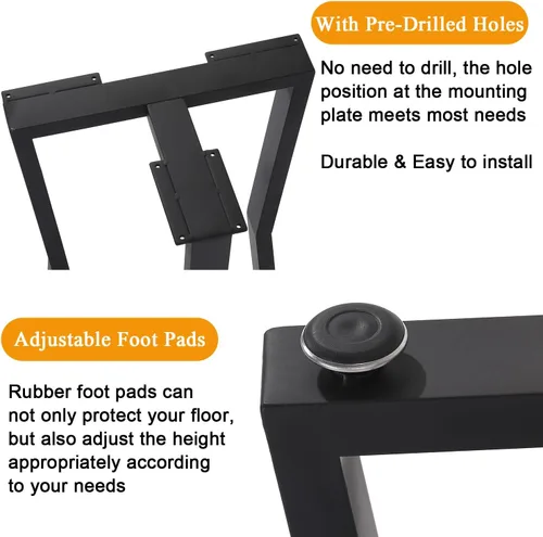 Miniatura 3 de Juego de 2 patas de escritorio de metal, patas de mesa en forma de T resistentes de 28 pulgadas de alto x 16 pulgadas de ancho, patas de metal