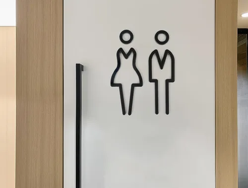 Miniatura 4 de Letrero de baño acrílico con respaldo adhesivo para hombres y mujeres, letreros de puerta de baño, letreros de baño para negocios, señalización