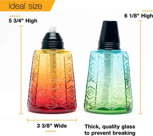 Miniatura 2 de Backyadda Elegantes linternas de cristal para tu mesa o patio con muchos colores para elegir. Juego de 3 linternas (azul caribeño)