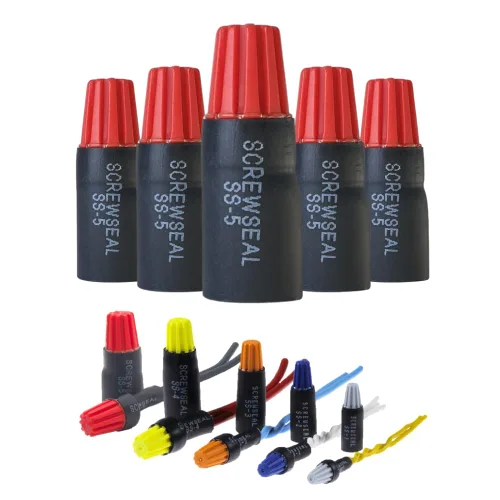 Conector de cable impermeable SS5 rojo 20 piezas AWG 18-10, tapas de cable eléctrico extra impermeables para luz LED de paisaje y cable de carcasa.