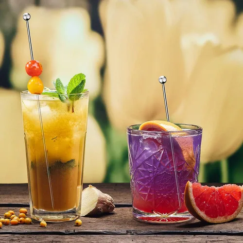 Miniatura 4 de 20 palillos de cóctel para bebidas, palillos de dientes de cóctel de acero inoxidable largos, brochetas de cóctel reutilizables, palillos de martini