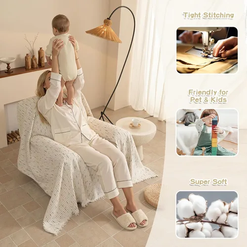 Miniatura 2 de MYSKY HOME Fundas para sillón, funda para silla reclinable, color beige, fundas de sofá para sofá modular en forma de L, fundas de sofá de gran