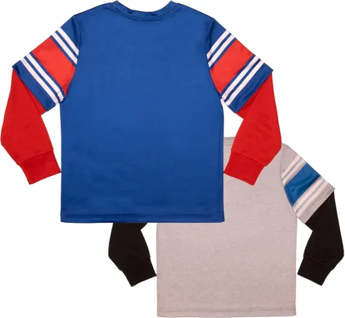 Miniatura 2 de Nintendo Kids Super Mario Bros Mario & Luigi Boys Long Sleeve 2-Pack Active Mesh T-Shirt Bundle Set for Boys