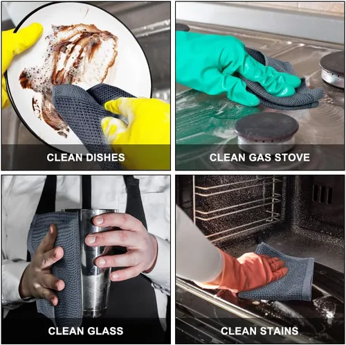 Miniatura 5 de Nialnant Paquete de 4 paños de cocina para lavar platos, paños de cocina de tejido gofre, trapos de limpieza absorbentes súper suaves para lavar