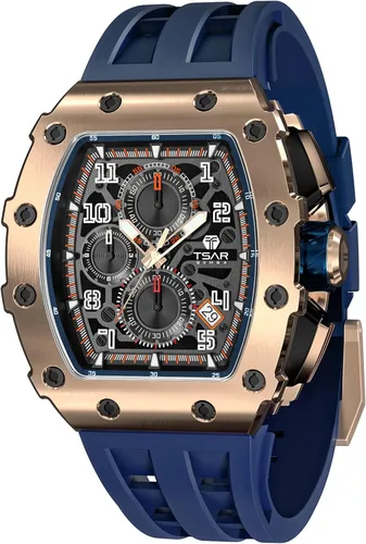 Tsar Bomba - Reloj de lujo para hombre, resistente al agua hasta 50 m, sistema de movimiento de cuarzo japonés, caja de acero inoxidable, cristal de