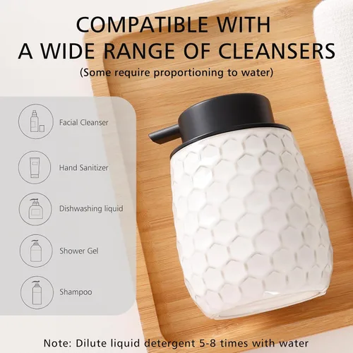 Miniatura 8 de Dispensador de jabón espumoso, dispensador de jabón de manos de espuma de cerámica de 12 onzas con diseño de panal para cocina o baño, dispensador