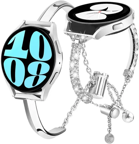 Miniatura 20 de DEALELE Bandas compatibles con Samsung Galaxy Watch 6/6 Classic / 5/5 Pro / 4/4 Classic / 3 1.614 in / Active 2, pulsera de repuesto de metal con 1#