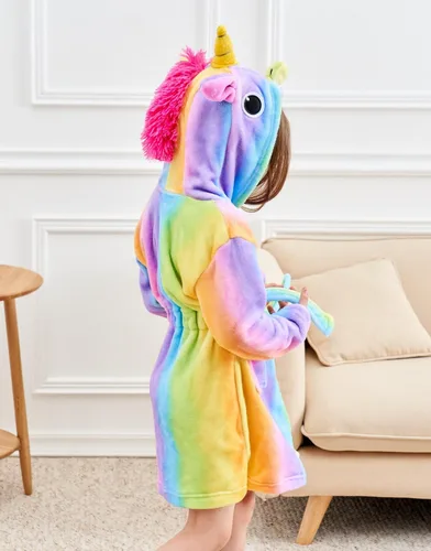 Miniatura 6 de Doctor Unicorn Bata de baño suave de unicornio con capucha para niñas ropa de dormir