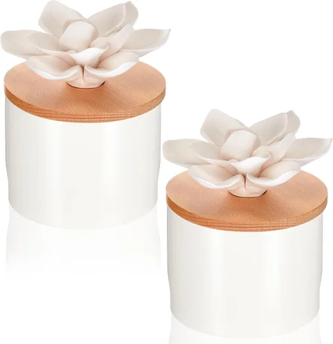 Miniatura 11 de Honeydak 1 pieza Difusor de cerámica de flores hecho a mano, difusor de aceite esencial pasivo de porcelana blanca con base, decoración decorativa