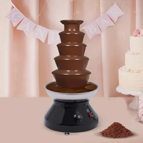 Miniatura 2 de Fuente de chocolate de 5 niveles, máquina de fondue de acero inoxidable de 230 W con temperatura ajustable, capacidad de 7 libras para eventos