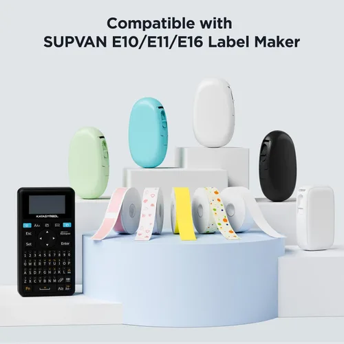 Miniatura 3 de SUPVAN Cinta para etiquetadora E10 y E11, 2 rollos transparentes de 0.59 pulgadas x 19.7 pies (0.591 in x 19.7 ft), repuesto de cinta térmica