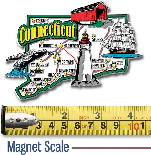 Miniatura 4 de Connecticut - Juego de imanes estatales de seis piezas de Classic Magnets, incluye 6 diseños únicos, recuerdos coleccionables de goma 3D