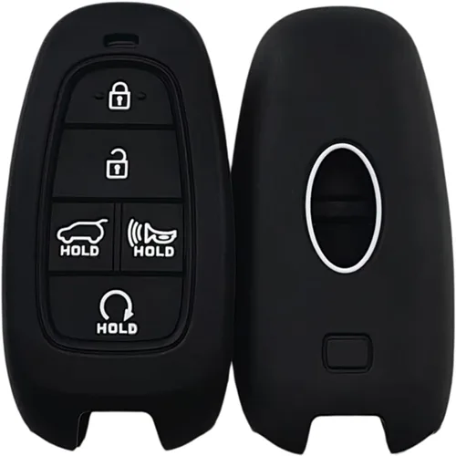 Miniatura 2 de REPROTECTING Funda de Goma de Silicona para Llavero Compatible con (5 Botones) 2019-2023 Hyundai Sonata Santa Fe Tucson Palisade (Negro Negro)