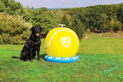 Miniatura 2 de Rociador de agua inflable gigante de pelota de tenis, juguete rociador de manguera de patio trasero para perros y cachorros, juego interactivo