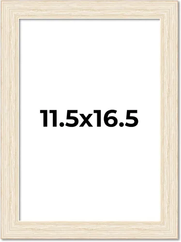 Marco de fotos de madera lavada envejecida de 11.5 x 16.5 pulgadas, color blanco lavado, marco de fotos de madera maciza que incluye acrílico UV,