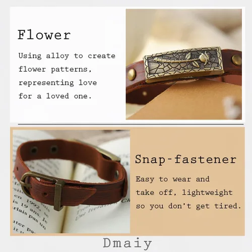 Miniatura 5 de Pulseras de cuero boho vintage marrón pulsera hebilla hebilla rosa pulseras hechas a mano para mujeres y hombres