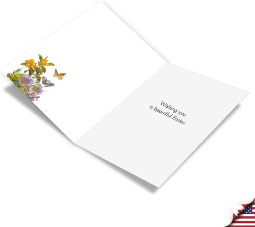 Miniatura 2 de NobleWorks Tarjeta de felicitación de Pascua con sobre de 5 x 7 pulgadas (1 tarjeta) Bunny Flowers C10963EAG