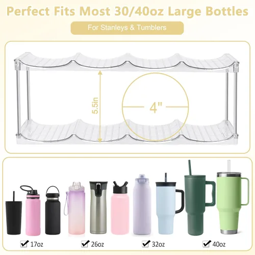 Miniatura 2 de Organizador apilable de botellas de agua para gabinete, organizador de vasos de acrílico, estante de almacenamiento para Stanley de 40 onzas