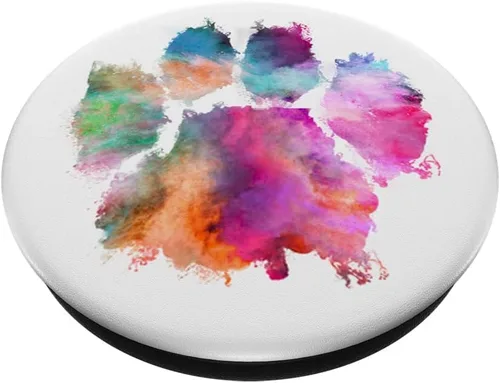 Miniatura 2 de PopSockets PopSockets PopSockets de perro con estampado de pata de perro rosa y azul abstracto