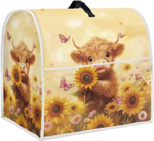 Miniatura 20 de UNICEU Protector de cubierta de batidora de soporte de cocina con estampado retro de mariposa de girasol, con mango superior, cubierta de polvo