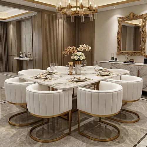 Miniatura 8 de Hyfirm Juego de 2 sillas de comedor de barril beige y dorado, modernas sillas tapizadas de terciopelo con respaldo curvado para isla de cocina