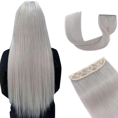 Miniatura 17 de Extensiones de cabello con clip, cabello humano Remy, extensiones de cabello largo lacio de una pieza con 5 clips, con gancho para colgar