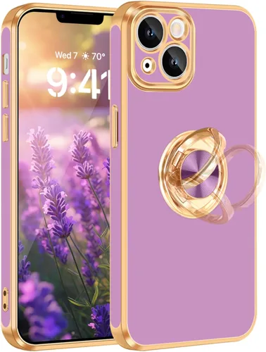 Miniatura 12 de Fingic Funda para iPhone 14 (no compatible con iPhone 14 Pro/14 Plus/14 Pro Max)[con soporte de anillo giratorio de 360°]