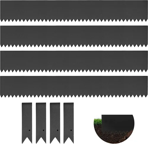 Miniatura 11 de Borde de acero para paisaje de 4 x 39 pulgadas, borde de metal negro, borde de acero con martillo, borde de acero para jardín, 5