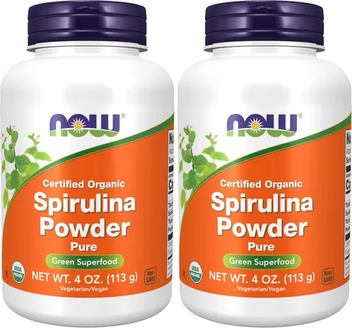 Miniatura 11 de NOW Suplementos, orgánico certificado, polvo de espirulina, rico en betacaroteno (vitamina A) y B-12 con GLA y clorofila naturales, 1 libra