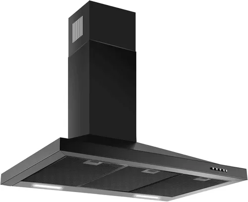Miniatura 2 de SNDOAS Campana Extractora Negra de 36 Pulgadas, Campana Extractora de Acero Inoxidable de Montaje en Pared Negra, Campana Extractora de Cocina