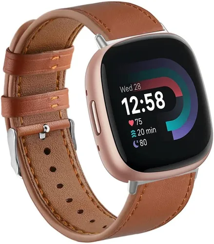 Miniatura 7 de Compatible con Fitbit Versa 4/3/Sense 2/Sense Bandas de cuero, para mujeres y hombres, correa de repuesto ajustable para Fitbit Versa 4/3/Sense