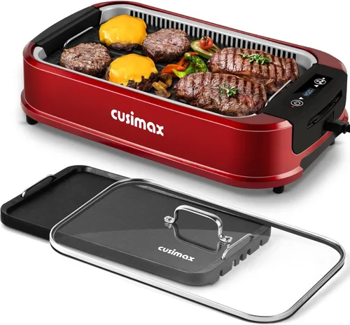 Miniatura 11 de Parrilla eléctrica para interiores CUSIMAX, parrilla coreana sin humo portátil con tecnología de extractor de humo turbo, placa extraíble y Azul