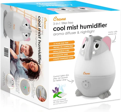 Miniatura 6 de Crane Adorables - Mini humidificadores ultrasónicos para dormitorio y guardería, humidificador de aire de niebla fría de 5 galones para habitación
