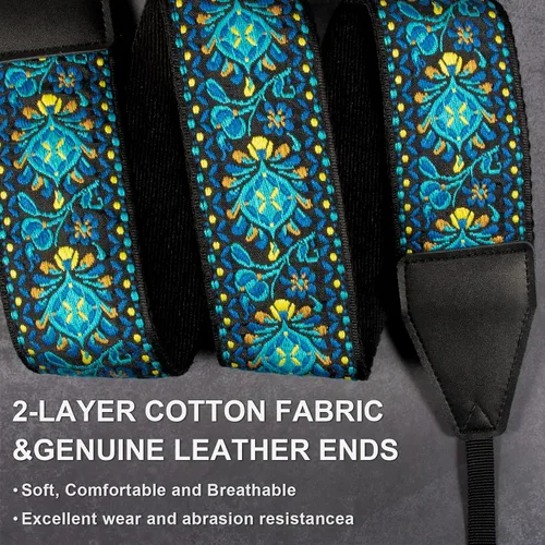 Miniatura 2 de Correa para cámara, tejido jacquard de 2 pulgadas, correas de hombro para todas las cámaras DSLR, hombres y mujeres, fotógrafos Azul Jacquard.