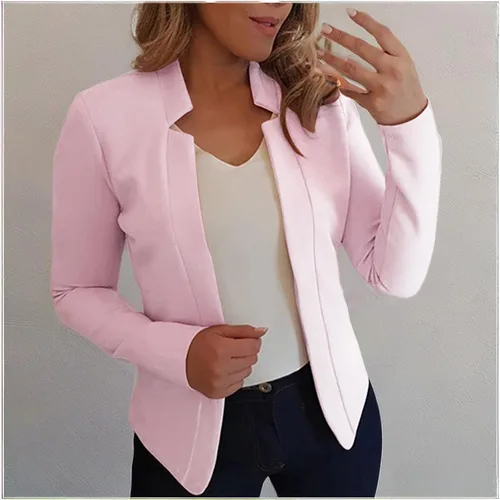 Miniatura 6 de Chaquetas ligeras para mujer, estilo casual, manga larga, frente abierto, chaqueta elegante, para trabajo, oficina, trajes profesionales