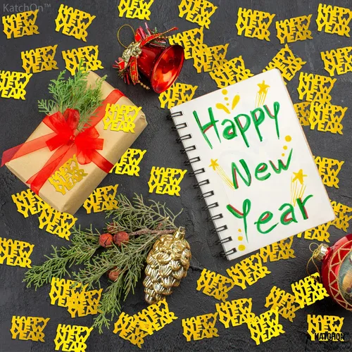 Miniatura 6 de KatchOn, Confeti dorado de feliz año nuevo, 1.8 onzas, paquete de 500 Confeti de Nochevieja, suministros de fiesta de Año Nuevo 2026