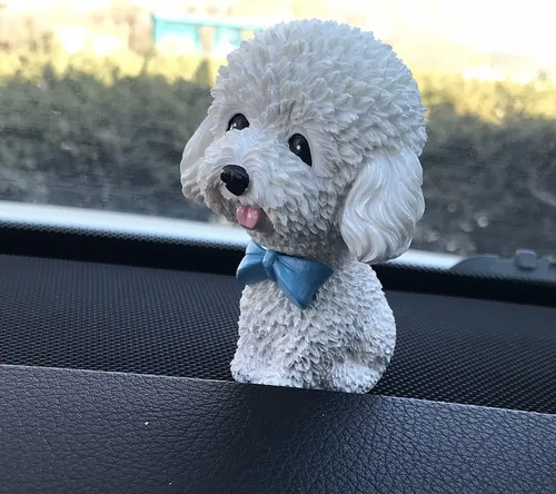 Miniatura 4 de IBWell Mini perro con cabeza de resina, para decoración de tablero de tablero de tablero de auto