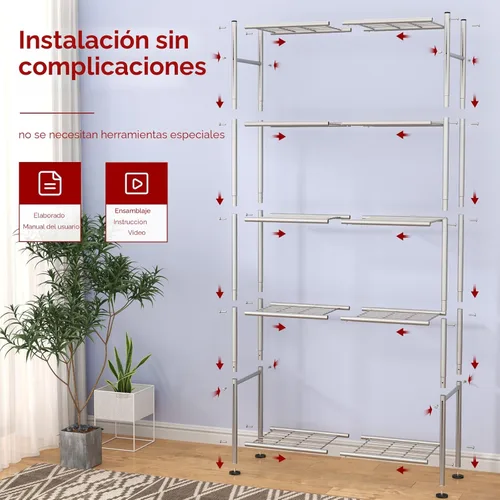 Miniatura 7 de Sakugi Estantes de almacenamiento - Organizador de estantes de 5 niveles, estantería de garaje resistente con patas niveladoras, organizador